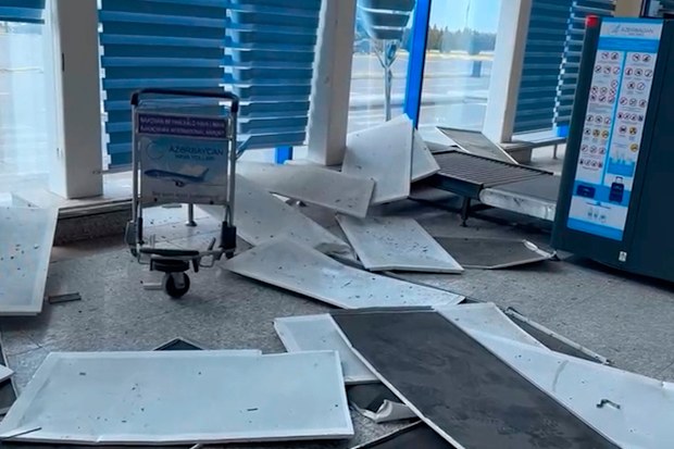 This image taken from a video shows damages at the Nakhchivan International Airport following what Azerbaijan's Foreign Ministry said was a drone attack carried out by Iran on its exclave of Nakhchivan, Azerbaijan, Thursday, March 5, 2026. 