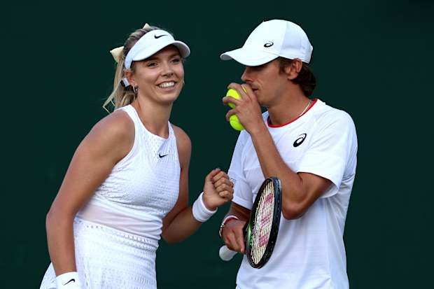 Katie Boulter of Great Britain and partner Alex de Minaur of Australia.