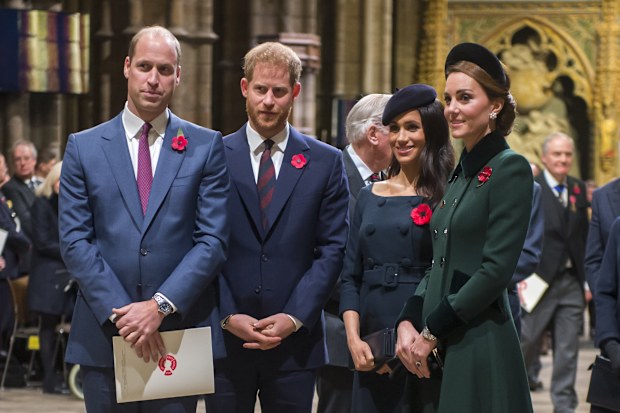 (FILE PHOTO) Prince Harry, Duke of Sussex and Meghan, Duchess Of Sussex have announced they are to step back as Senior Royals and say they want to divide their time between the UK and North America. LONDON, ENGLAND - NOVEMBER 11: Prince William, Duke of Cambridge and Catherine, Duchess of Cambridge, Prince Harry, Duke of Sussex and Meghan, Duchess of Sussex attend a service marking the centenary of WW1 armistice at Westminster Abbey on November 11, 2018 in London, England. 