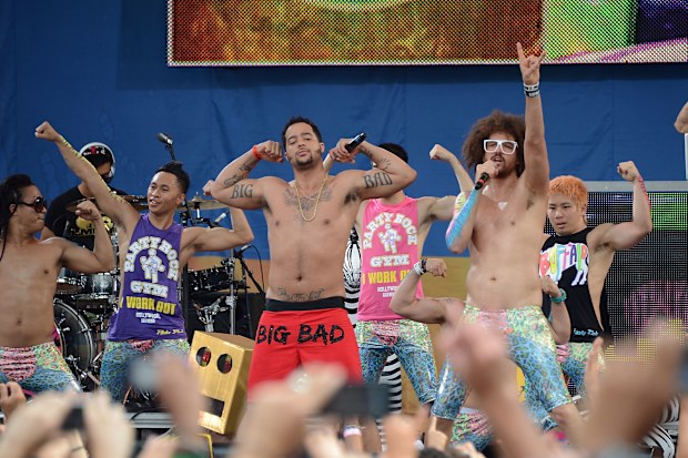 LMFAO performs on ABC's "Good Morning America">> at Rumsey Playfield, Central Park on June 29, 2012 in New York City.