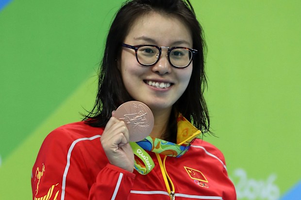 Fu Yuanhui on Day 3 of the Rio 2016 Olympic Games at the Olympic Aquatics Stadium on August 8, 2016 in Rio de Janeiro, Brazil.