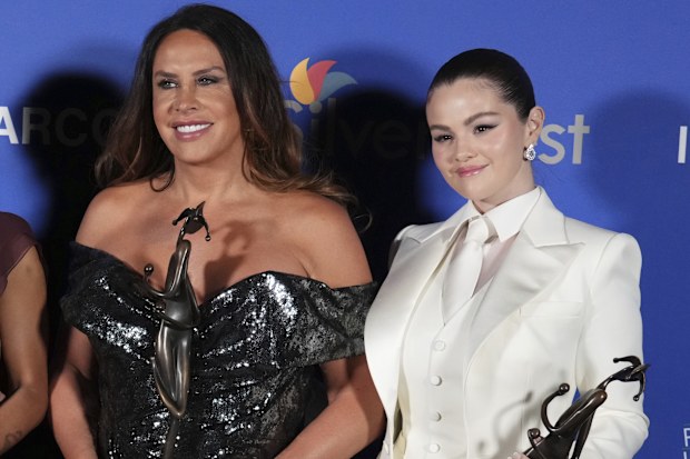 Edgar Ramirez, from left, Zoe Saldana, Selena Gomez, and Karla Sofia Gascon