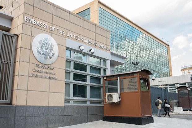 A Russian spy was employed for more than a decade at the US Embassy in Moscow before being fired last year, a senior administration official tells CNN (Sergei Petrov/Getty Images)
