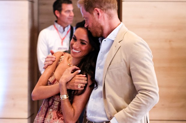 BOGOTA, COLOMBIA - AUGUST 15: Meghan, Duchess of Sussex and Prince Harry, Duke of Sussex are seen at Centro Nacional de las Artes Delia Zapata during The Duke and Duchess of Sussex's Colombia Visit on August 15, 2024 in Bogota, Colombia. (Photo by Eric Charbonneau/Archewell Foundation via Getty Images)