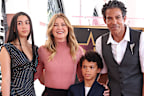 HOLLYWOOD, CALIFORNIA - APRIL 29: (L-R) Stella Luna Ivery, Ellen Pompeo, Eli Ivery and Chris Ivery attend the ceremony honoring Ellen Pompeo with a Star on the Hollywood Walk of Fame on April 29, 2025 in Hollywood, California. (Photo by Amy Sussman/Getty Images)