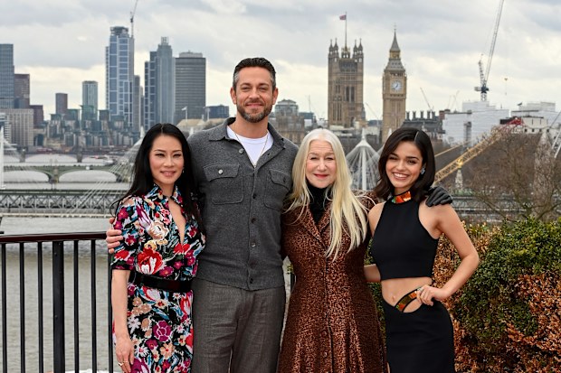LONDON, ENGLAND - MARCH 06: (L-R) Lucy Liu, Zachary Levi, Helen Mirren and Rachel Zegler attend a photocall at IET London on March 06, 2023 in London, England for "Shazam! Fury Of The Gods" (Photo by Kate Green/Getty Images for Warner Bros.)