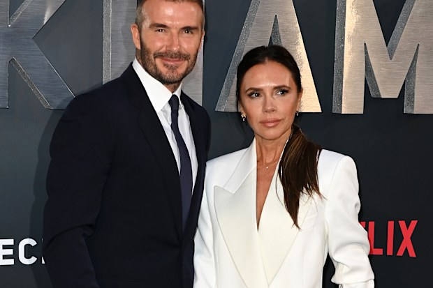 LONDON, ENGLAND - OCTOBER 03: David Beckham and Victoria Beckham attend the "Beckham" Premiere at The Curzon Mayfair on October 03, 2023 in London, England. (Photo by Kate Green/Getty Images)