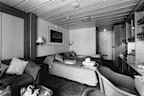 Cabin complete with own VCR. The Cunard/NAC liner, "Sagafjord" on a round the world cruise, stops over in Sydney. The liner is one of the worlds most luxurious and most expensive for a passage. February 8, 1986. (Photo by Ross Anthony Willis/Fairfax Media).