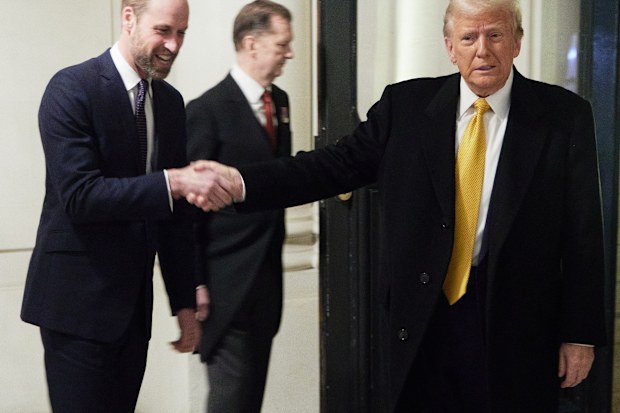 US President-Elect Donald Trump meets with Prince William at the Embassy of the United Kingdom's Residence on December 7, 2024 in Paris, France. 