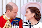 LONDON, ENGLAND - JUNE 15: Prince William, Prince of Wales and Catherine, Princess of Wales on the balcony during Trooping the Colour at Buckingham Palace on June 15, 2024 in London, England. Trooping the Colour is a ceremonial parade celebrating the official birthday of the British Monarch. The event features over 1,400 soldiers and officers, accompanied by 200 horses. More than 400 musicians from ten different bands and Corps of Drums march and perform in perfect harmony. (Photo by Chris Jacks