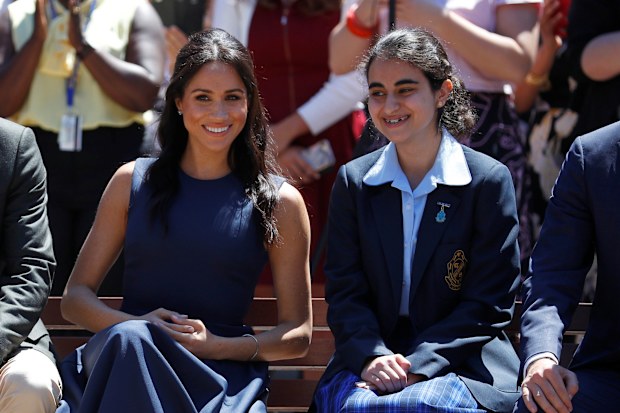 Meghan, Duchess of Sussex watches a performance during their visit to Macarthur Girls High School on October 19, 2018 in Sydney, Australia.