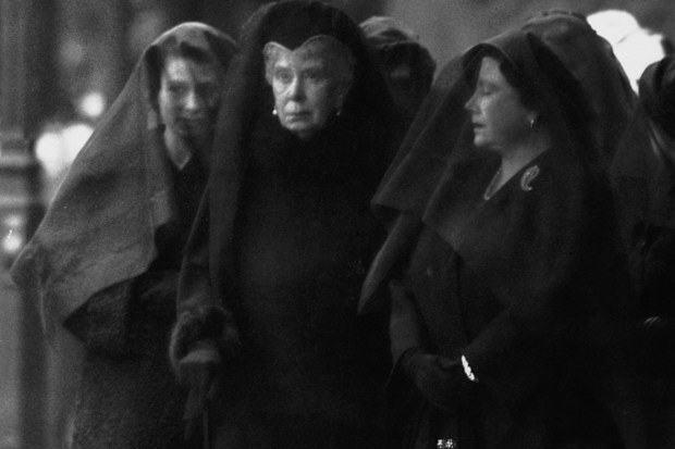 Princess Elizabeth, Queen Elizabeth, and Queen Mary at the funeral of King George VI of England (Photo by © Hulton-Deutsch Collection/CORBIS/Corbis via Getty Images)