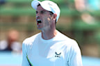 Andy Murray reacts in his match against Alex de Minaur at the 2023 Kooyong Classic.