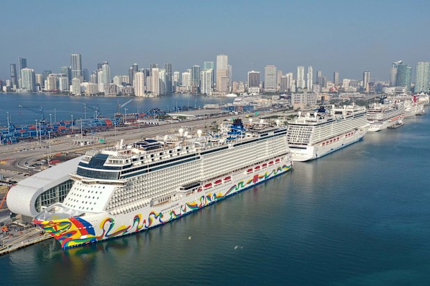 Cruise ships at Port Miami cruise terminal.