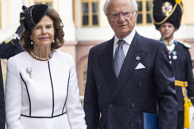 Queen Silvia  and King Carl XVI Gustaf of Sweden attend a ceremony in connection with the opening of the Swedish Parliament's fall session on September 10, 2024 in Stockholm, Sweden. 