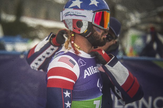 Patrick Halgren prepares for his Super-G run at the Milano Cortina 2026 Winter Paralympic Games.