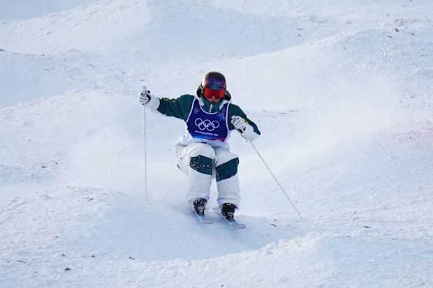 Australia's Jakara Anthony competes during the women's freestyle skiing moguls finals at the 2026 Winter Olympics, in Livigno, Italy, Wednesday, Feb. 11, 2026. (AP Photo/Gregory Bull)