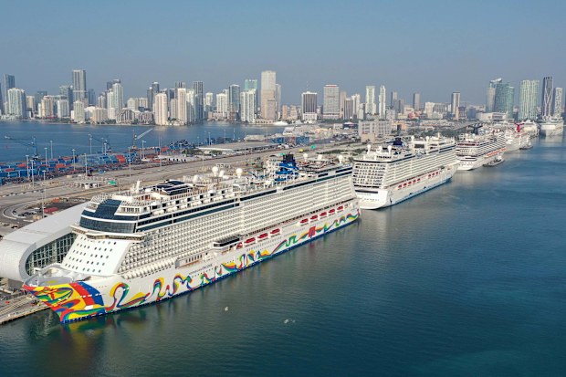 Cruise ships at Port Miami cruise terminal.
