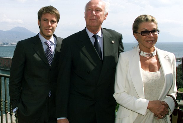 Philibert,  Vittorio Emanuele Savoia, son of Italy's last king, and Marina Doria visit at Royal Palace March 17, 2003 in Naples, Italy. Emmanuel of the House of Savoy and son of the former King of Italy Umberto II, returned to Italy for a three-day visit with his wife Marina Doria and his son Emmanuel Filiberto after living in exile from his family's homeland since 1946. 