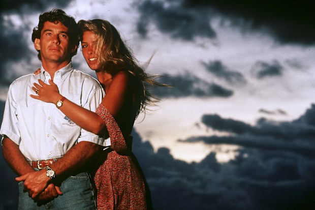 Ayrton Senna and his girlfriend Adriane Galisteu in February 1994.