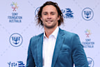 <p>NRL star Nicho Hynes wore blue to the event – it's not just the colour of the Cronulla-Sutherland Sharks, it's also the colour of the Sony Foundation.</p>