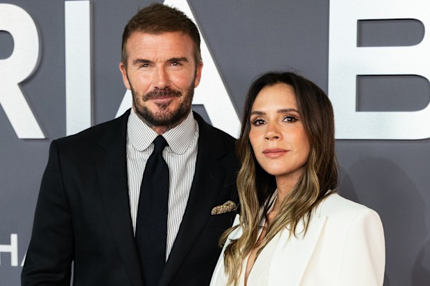 LONDON, ENGLAND - OCTOBER 08: Victoria Beckham and David Beckham attend the "Victoria Beckham" World Premiere at the Curzon Mayfair on October 08, 2025 in London, England. (Photo by Samir Hussein/WireImage)