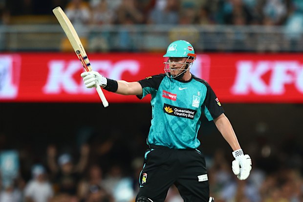 Matt Renshaw of the Heat celebrates after scoring a half century.