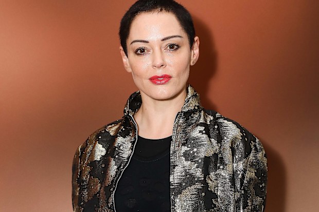 Rose McGowan attends a private view of Joe Corre's new exhibition "Ash From Chaos" at Lazinc on April 19, 2018 in London, England.