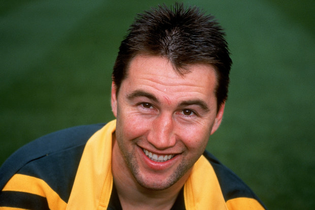 ENGLAND - 1994:  Terry Hill of the Kangaroos poses for a photo during the Australian Kangaroos Rugby League photocall for the upcoming tour of Great Britain held in England. (Photo by Clive Brunskill/Getty Images)