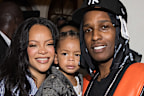 PARIS, FRANCE - JUNE 27: (EDITORIAL USE ONLY - For Non-Editorial use please seek approval from Fashion House) Rihanna, Riot and ASAP Rocky attend the AWGE Menswear Spring/Summer 2026 show as part of Paris Fashion Week on June 27, 2025 in Paris, France. (Photo by Arnold Jerocki/Getty Images)