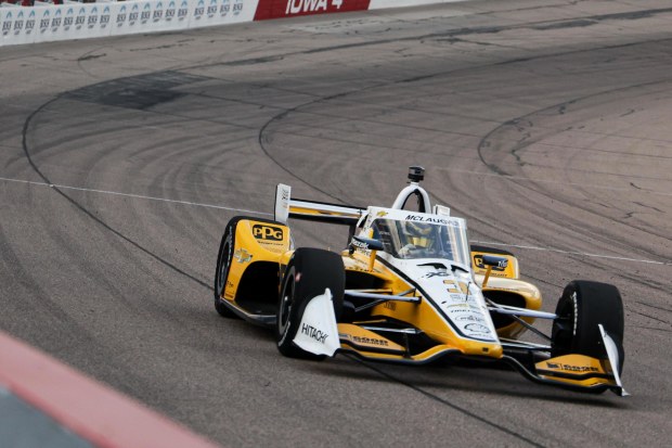 Scott McLaughlin finished second at Iowa Speedway for Team Penske in the first leg of the double-header.