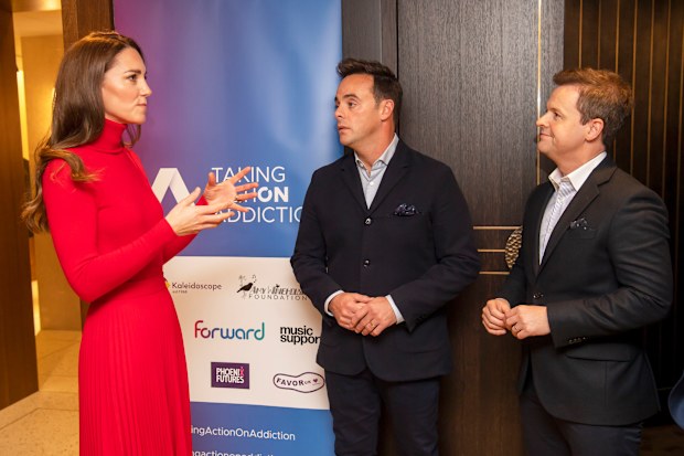Kate Middleton, Duchess of Cambridge with TV personalities Ant & Dec