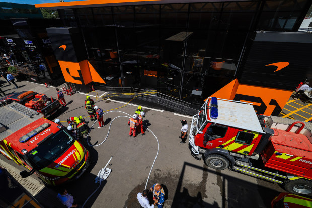 A fire at the McLaren hospitality suite caused disruption in the paddock during qualifying ahead of the Spanish Grand Prix.