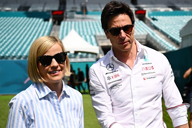 F1 Academy managing director Susie Wolff (left) and her husband Mercedes team principal Toto Wolff.