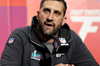 PHOENIX, ARIZONA - FEBRUARY 06: Head coach Nick Sirianni of the Philadelphia Eagles speaks to the media during Super Bowl LVII Opening Night presented by Fast Twitch at Footprint Center on February 06, 2023 in Phoenix, Arizona. (Photo by Rob Carr/Getty Images)