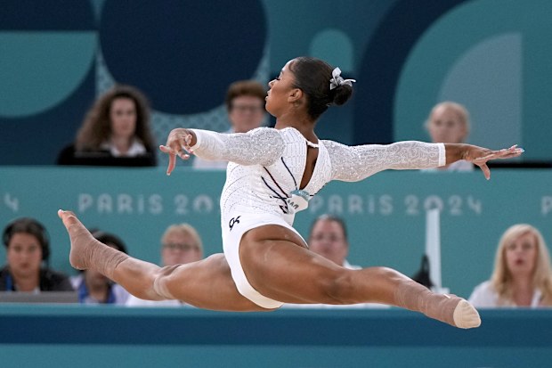 Jordan Chiles competes during the women's artistic gymnastics individual floor finals.