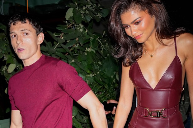 Tom Holland and Zendaya are seen on October 24, 2024 in New York City. 