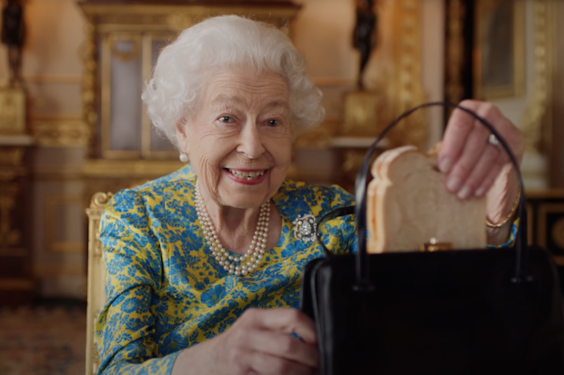 Queen Elizabeth during her Platinum Jubilee skit with Paddington Bear.