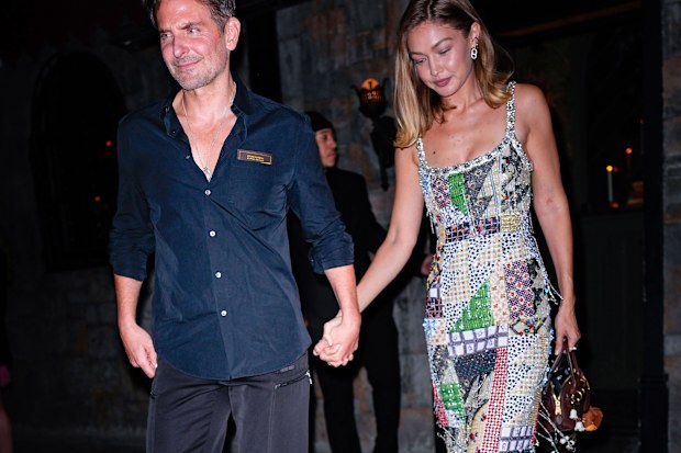 NEW YORK, NY - SEPTEMBER 14:  Bradley Cooper and Gigi Hadid are seen leaving the Vogue October issue cocktail party at Monsieur during New York Fashion Week on September 14, 2025 in New York City.  (Photo by XNY/Star Max/GC Images)