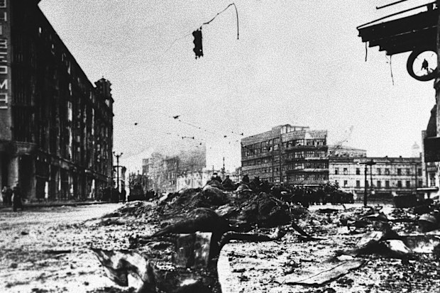 The Russians defended Kharkov, in the heart of the donets basin industrial area on Feb. 16, 1943, so desperately that the effects of street fighting is clearly discernible, says the German caption. Kharkov fell to the Germans forces on October 25. (AP Photo)