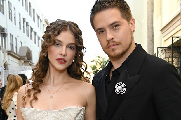 Barbara Palvin and Dylan Sprouse at Vogue World: Hollywood 2025 at Paramount Studios on October 26, 2025 in Los Angeles, California. 