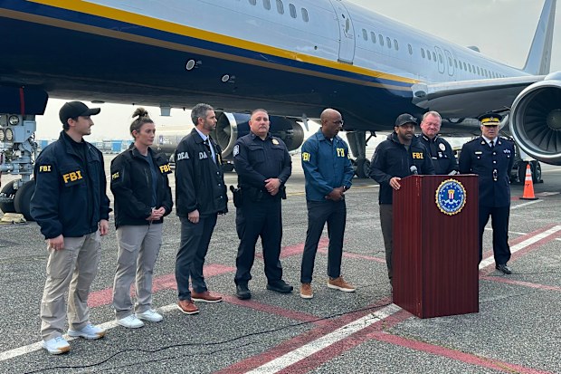 FBI Director Kash Patel speaks during a news conference about the arrest of former Canadian Olympian Ryan Wedding on multinational drug trafficking charges.
