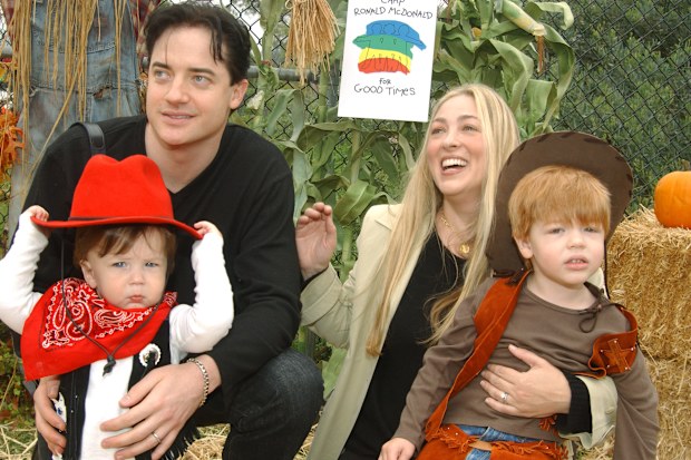 Brendan Fraser with his then-wife Afton and their sons Holden and Griffin at the Camp Ronald McDonald for Good Times Halloween Carnival in 2005.