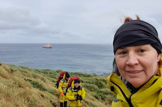 Dr Justine Shaw working on a subantarctic island.