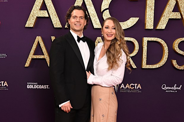 Henry Cavill and Natalie Viscuso attend the 2025 AACTA Awards on February 7, 2025 on the Gold Coast, Australia. 