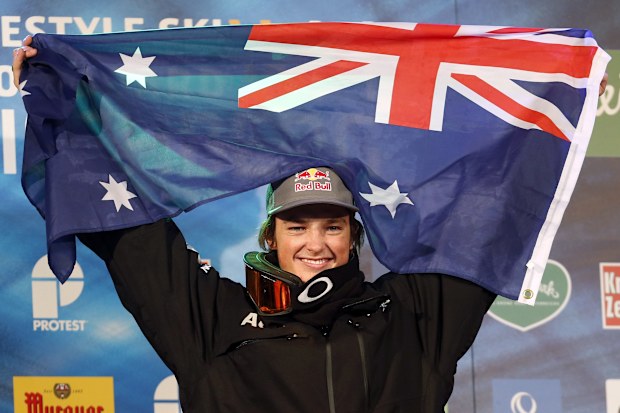Scotty James celebrates a tournament victory as a 20-year-old in January 2015.
