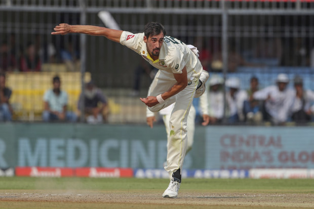 Australia's Mitchell Starc bowls a delivery.