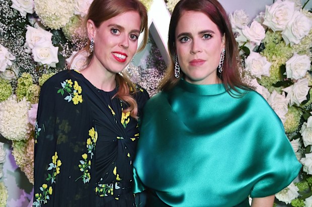 Princess Beatrice and Princess Eugenie of York at the official party celebrating Vogue World: London 2023 at George Mayfair on September 14, 2023 in London, England. 