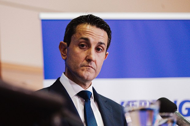 AFR: Queensland Budget 2025-26. Queensland premier David Crisafulli addresses the media. Photo: Jamila Filippone 24th June 2025
