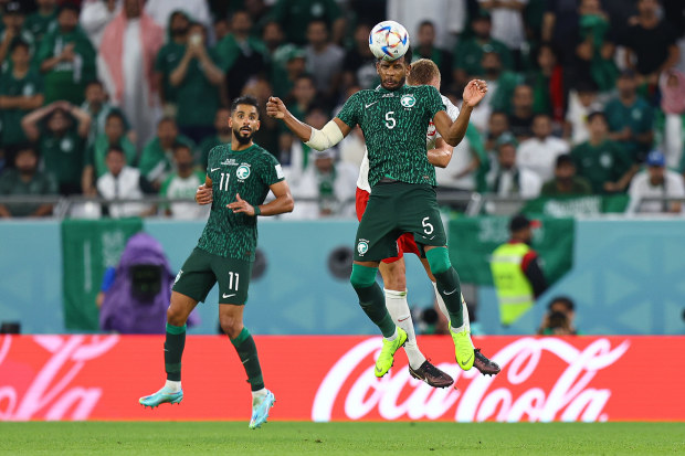 Ali Albulayhi of Saudi Arabia in action during the FIFA World Cup Qatar 2022 Group C match between Poland and Saudi Arabia at Education City Stadium on November 26, 2022 in Al Rayyan, Qatar. (Photo by Pawel Andrachiewicz/PressFocus/MB Media/Getty Images)